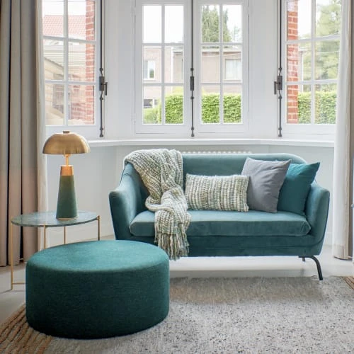 Pouf en velours D80cm vert Pomax Poufs Pouf En Velours D80cm Vert -Chaise Soldes 2024 pouf en velours d80cm vert 1