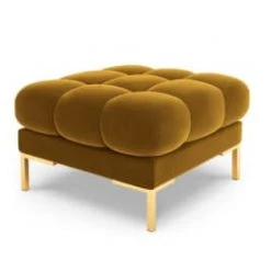 Micadoni Home Poufs Pouf En Velours Beige Clair -Chaise Soldes 2024 pouf en velours jaune 3