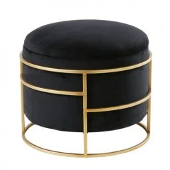Maisons Du Monde Poufs Pouf En Velours Noir Et Métal Doré