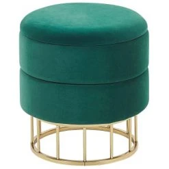 Beliani Poufs Pouf En Velours Vert Foncé Avec Rangement