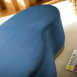 PIB Poufs Pouf Haricot Deux Places En Velours Bleu -Chaise Soldes 2024 pouf haricot deux places en velours bleu 2