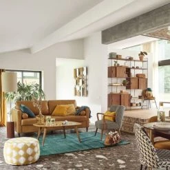 Maisons Du Monde Poufs Pouf Jacquard De Velours Moutarde Et Beige -Chaise Soldes 2024 pouf jacquard de velours moutarde et beige 1000 6 1 165518 5