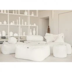 MX HOME Poufs Pouf Ottoman En Bouclette Blanc Crème -Chaise Soldes 2024 pouf ottoman en bouclette blanc creme 5