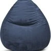 Sitting Point Poufs Pouf Poire XXL D'intérieur Fourrure Douce Bleu 80x130cm