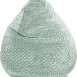 Sitting Point Poufs Pouf Poire XXL Fausse Fourrure Douce à Relief Vert Sauge 80x130cm