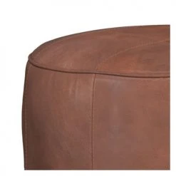 Rendez Vous Déco Poufs Pouf Rond En Cuir Camel -Chaise Soldes 2024 pouf rond en cuir camel 2