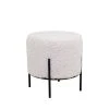 House Nordic Poufs Pouf Rond En Tissu Bouclette Et Métal D35,5cm Blanc