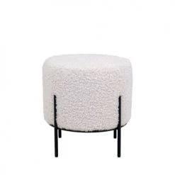 House Nordic Poufs Pouf Rond En Tissu Bouclette Et Métal D35,5cm Blanc -Chaise Soldes 2024 pouf rond en tissu bouclette et metal d35 5cm blanc 2