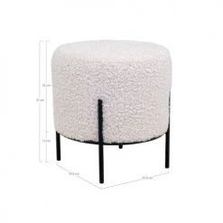 House Nordic Poufs Pouf Rond En Tissu Bouclette Et Métal D35,5cm Blanc -Chaise Soldes 2024 pouf rond en tissu bouclette et metal d35 5cm blanc 3
