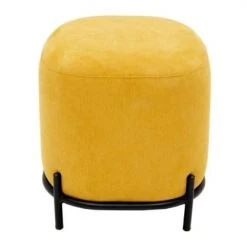 Meubles & Design Poufs Pouf Rond En Tissu Pieds Métal Jaune -Chaise Soldes 2024 pouf rond en tissu pieds metal jaune 2