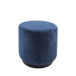 Leitmotiv Poufs Pouf Rond En Velours Bleu Denim -Chaise Soldes 2024 pouf rond en velours bleu denim 2