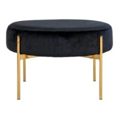 Meubles & Design Poufs Pouf Rond En Velours Et Pieds Doré Noir -Chaise Soldes 2024 pouf rond en velours et pieds dore noir 3