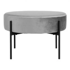 Meubles & Design Poufs Pouf Rond En Velours Gris Et Pieds Noirs
