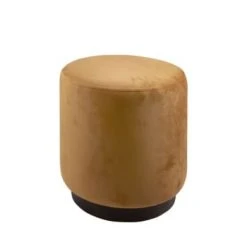 Leitmotiv Poufs Pouf Rond En Velours Bleu Denim -Chaise Soldes 2024 pouf rond en velours ocre