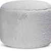 Sitting Point Poufs Pouf Rond Fausse Fourrure Douce Gris Clair Diamètre 50x30cm