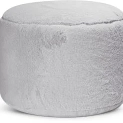 Sitting Point Poufs Pouf Rond Fausse Fourrure Douce Gris Clair Diamètre 50x30cm