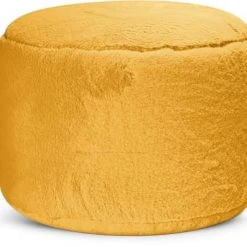 Sitting Point Poufs Pouf Rond Fausse Fourrure Douce Moutarde Diamètre 50x30cm