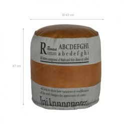 WOMO-DESIGN Poufs Pouf Rond, Gris/marron, Ø 43x47 Cm, En Cuir -Chaise Soldes 2024 pouf rond gris marron oe 43x47 cm en cuir 2