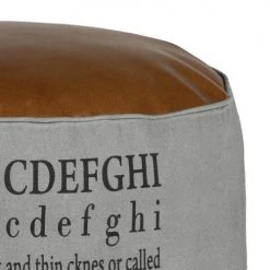 WOMO-DESIGN Poufs Pouf Rond, Gris/marron, Ø 43x47 Cm, En Cuir -Chaise Soldes 2024 pouf rond gris marron oe 43x47 cm en cuir 3