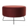 MACABANE Poufs Pouf Rond Tissu Velours Bordeaux Pieds Métal