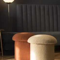 RNT By Really Nice Things Poufs Pouf Tapissé Avec Tissus Bouclé En Forme De Champignon Beige -Chaise Soldes 2024 pouf tapisse avec tissus boucle en forme de champignon beige 3