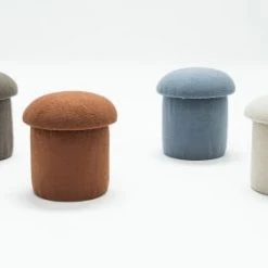 RNT By Really Nice Things Poufs Pouf Tapissé Avec Tissus Bouclé En Forme De Champignon Beige -Chaise Soldes 2024 pouf tapisse avec tissus boucle en forme de champignon beige 4