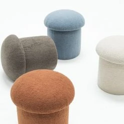 RNT By Really Nice Things Poufs Pouf Tapissé Avec Tissus Bouclé En Forme De Champignon Beige -Chaise Soldes 2024 pouf tapisse avec tissus boucle en forme de champignon beige 5