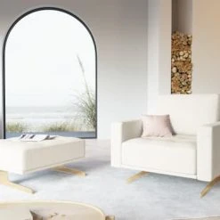 Micadoni Home Poufs Pouf Tissu Structuré Beige Clair -Chaise Soldes 2024 pouf tissu structure beige clair 1