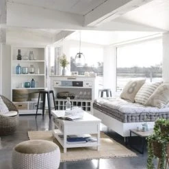 Maisons Du Monde Poufs Pouf Tressé En Jute Et Coton Blanc 30x60cm -Chaise Soldes 2024 pouf tresse en jute et coton blanc 30x60cm 1000 13 16 169469 8