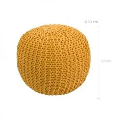 Rendez Vous Déco Poufs Pouf Tricot Rond En Coton Jaune Moutarde -Chaise Soldes 2024 pouf tricot rond en coton jaune moutarde 3