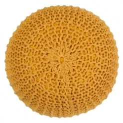 Rendez Vous Déco Poufs Pouf Tricot Rond En Coton Jaune Moutarde -Chaise Soldes 2024 pouf tricot rond en coton jaune moutarde 4
