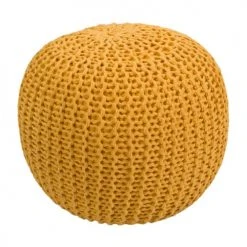 Rendez Vous Déco Poufs Pouf Tricot Rond En Coton Jaune Moutarde -Chaise Soldes 2024 pouf tricot rond en coton jaune moutarde 5