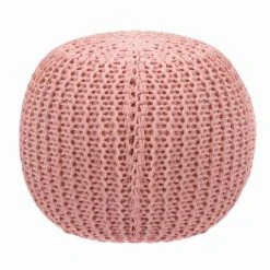 Rendez Vous Déco Poufs Pouf Tricot Rond En Coton Rose Poudré -Chaise Soldes 2024 pouf tricot rond en coton rose poudre 4