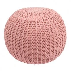 Rendez Vous Déco Poufs Pouf Tricot Rond En Coton Rose Poudré -Chaise Soldes 2024 pouf tricot rond en coton rose poudre 5