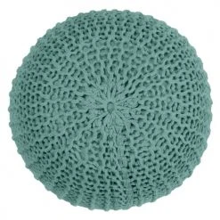 Rendez Vous Déco Poufs Pouf Tricot Rond En Coton Vert Céladon -Chaise Soldes 2024 pouf tricot rond en coton vert celadon 2
