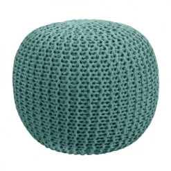 Rendez Vous Déco Poufs Pouf Tricot Rond En Coton Vert Céladon -Chaise Soldes 2024 pouf tricot rond en coton vert celadon 5