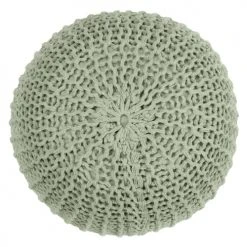 Rendez Vous Déco Poufs Pouf Tricot Rond En Coton Vert Clair -Chaise Soldes 2024 pouf tricot rond en coton vert clair 2