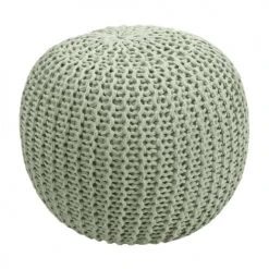 Rendez Vous Déco Poufs Pouf Tricot Rond En Coton Vert Clair