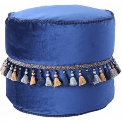 ReCollection Poufs Pouf Velours Bleu H38cm -Chaise Soldes 2024 pouf velours bleu h38cm 3
