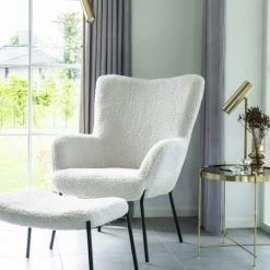 House Nordic Repose-pieds En Tissu Bouclette Sable -Chaise Soldes 2024 repose pieds en tissu bouclette sable 5