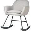 ATHM DESIGN Fauteuils Rocking Chair Assise Tissu Gris Clair Pieds Métal Noir