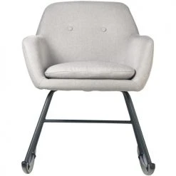 ATHM DESIGN Fauteuils Rocking Chair Assise Tissu Gris Clair Pieds Métal Noir -Chaise Soldes 2024 rocking chair assise tissu gris clair pieds metal noir 4
