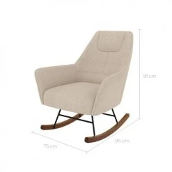 Rendez Vous Déco Fauteuils Rocking-chair Beige Effet Laine Bouclette En Tissu -Chaise Soldes 2024 rocking chair beige effet laine bouclette en tissu 2