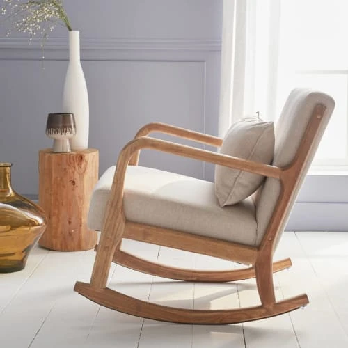 Rocking chair design tissu beige et bois - lorens rocking Alice's Garden Fauteuils Rocking Chair Design Tissu Beige Et Bois - Lorens Rocking -Chaise Soldes 2024 rocking chair design tissu beige et bois lorens rocking 2