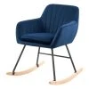 Rendez Vous Déco Fauteuils Rocking-chair En Velours Bleu Et Pieds En Métal Et Bois