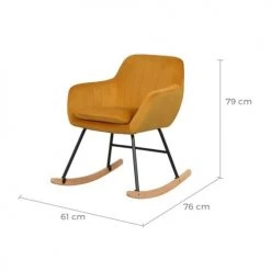 Rendez Vous Déco Fauteuils Rocking-chair En Velours Jaune -Chaise Soldes 2024 rocking chair en velours jaune 2
