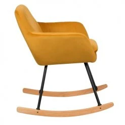 Rendez Vous Déco Fauteuils Rocking-chair En Velours Jaune -Chaise Soldes 2024 rocking chair en velours jaune 4