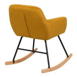 Rendez Vous Déco Fauteuils Rocking-chair En Velours Jaune -Chaise Soldes 2024 rocking chair en velours jaune 5