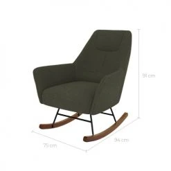 Rendez Vous Déco Fauteuils Rocking-chair Kaki Effet Laine Bouclette En Tissu -Chaise Soldes 2024 rocking chair kaki effet laine bouclette en tissu 2